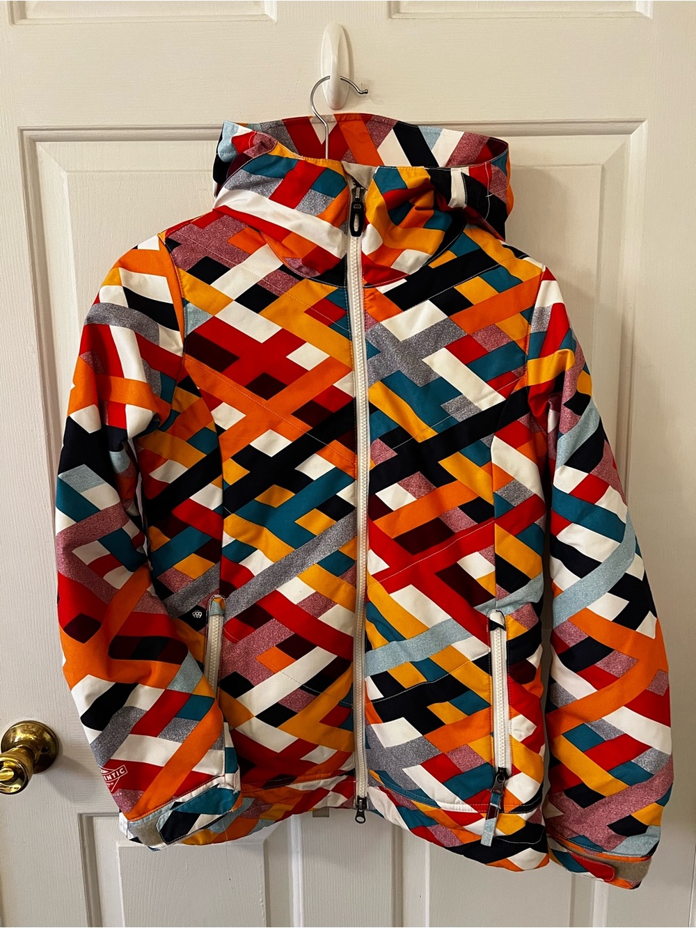 686 Multicolor Print Women's Snow Jacket in Red/Orange/Yellow/Teal/Black/White